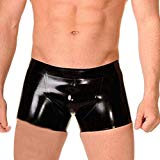 Jiyaru Mens Latex Boxer Brief Bulge Sexy Panty Underpants Crossdresser Underwear Black 2XL