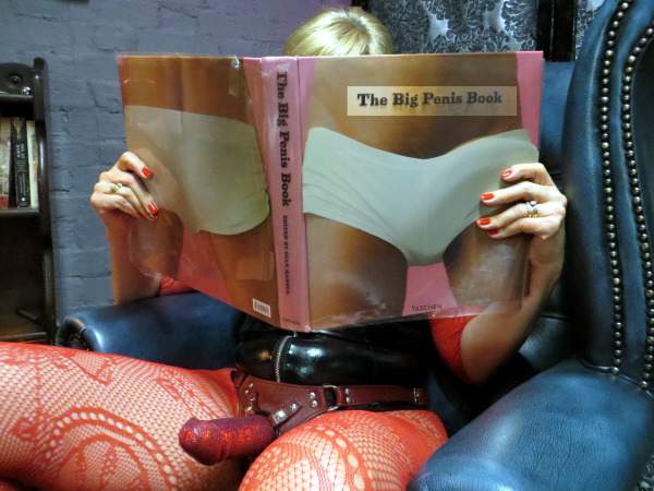 Modesty Ablaze reading The Big Penis Book