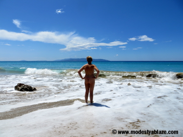 Modesty Ablaze Nude on the Beach one