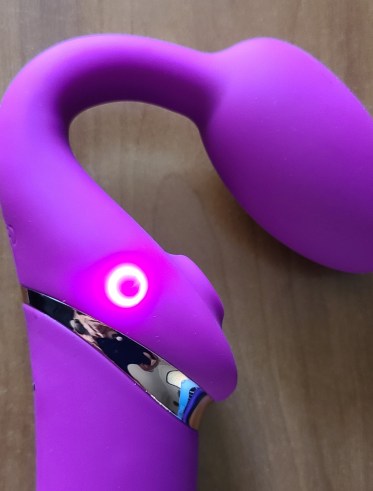 Ruby Ryder shares on/off switch for vibrating Strap-On-Me toy used for pegging